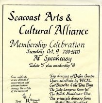 Seacoast Arts & Cultural Alliance, Sunday Oct. 9 [1983] Membership Celebration [poster]